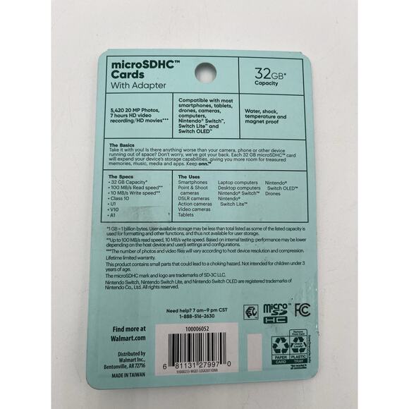 Micro SDHC 2 Cards with Adapter, 32 GB Speeds up to 100 MB - Picture 2 of 2